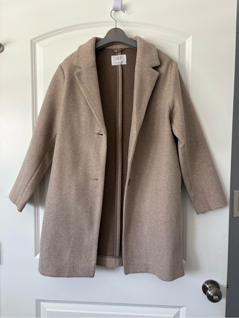 ZARA Girl’s Taupe Wool-Blend Long Coat